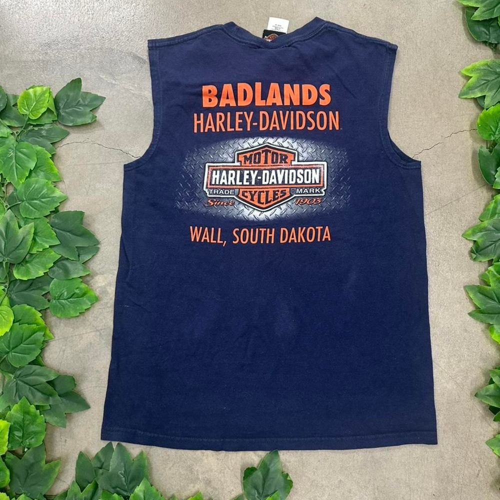 Harley-Davidson Badlands South Dakota Sleeveless Graphic T-Shirt Navy